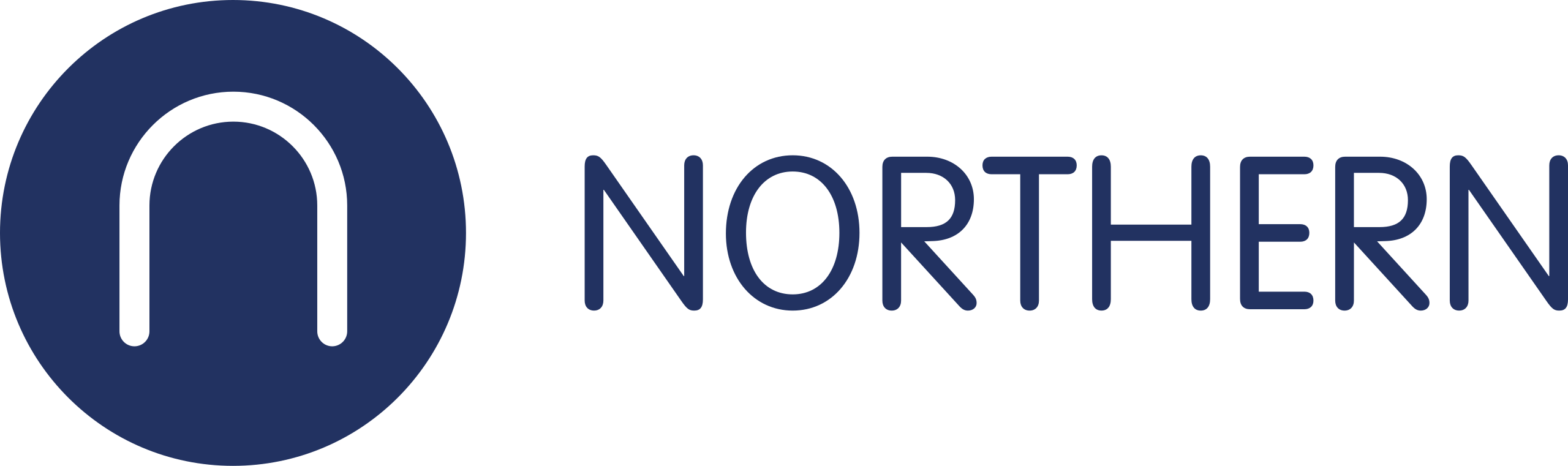 Northern Trains Logo in blue font, with circular logo with the letter n in the centre.